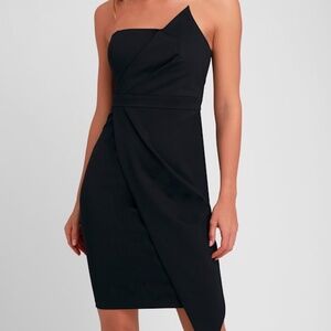 Lulus Queen Of The City Black Strapless Bodycon Dress - Size S